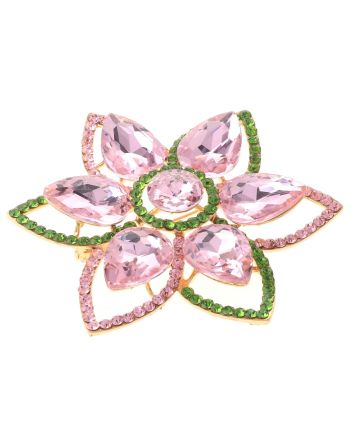 Large Crystal Flower Brooch