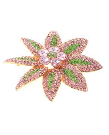 Large Crystal Flower Brooch