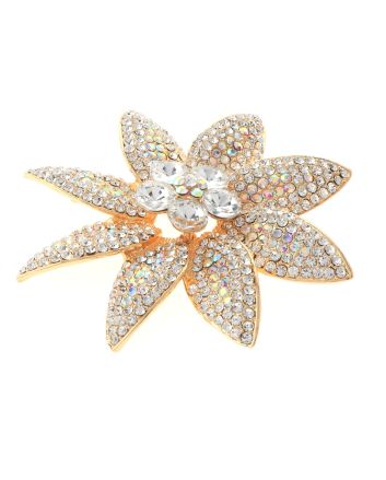 Large Crystal Flower Brooch