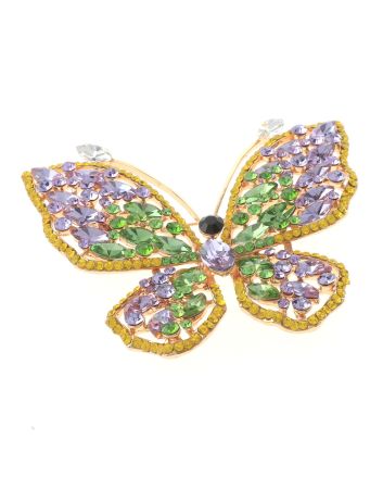 Large Crystal Butterfly Brooch