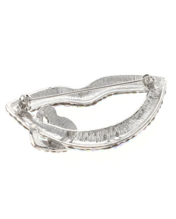 Large Crystal Lip &amp; Heart Brooch