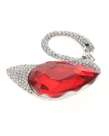 Rhinestone Swan Brooch