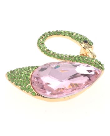 Rhinestone Swan Brooch
