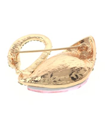 Rhinestone Swan Brooch