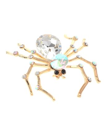 Large Crystal Spider Brooch  