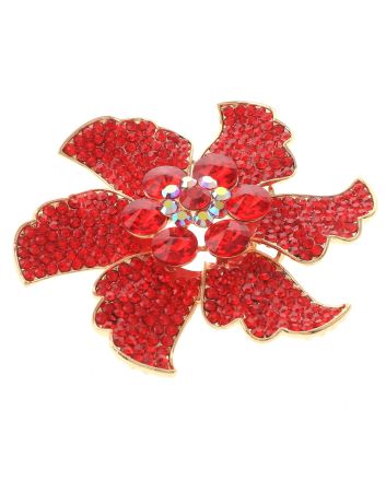 Large Crystal Flower Brooch