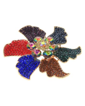 Large Crystal Flower Brooch