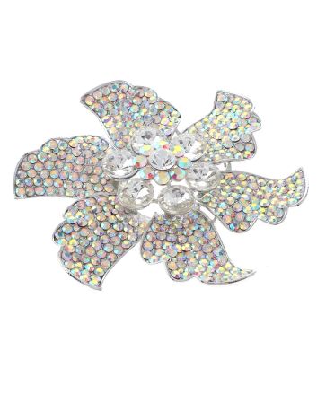 Large Crystal Flower Brooch