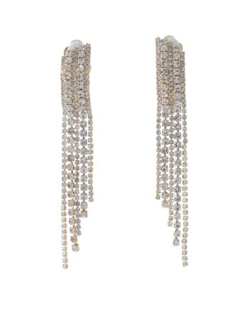 Long Rhinestone Clip-On Earrings