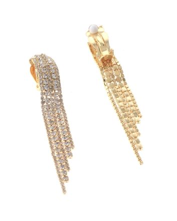 Long Rhinestone Clip-On Earrings