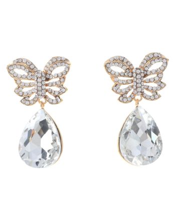 Crystal Post Butterfly Earrings
