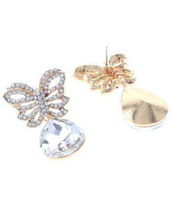 Crystal Post Butterfly Earrings