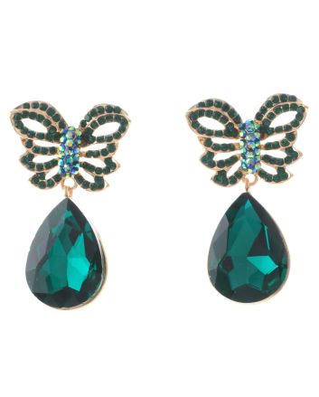 Crystal Post Butterfly Earrings