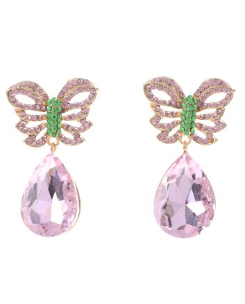 Crystal Post Butterfly Earrings