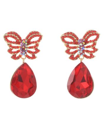 Crystal Post Butterfly Earrings