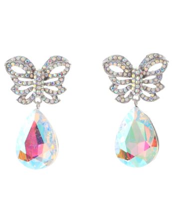 Crystal Post Butterfly Earrings