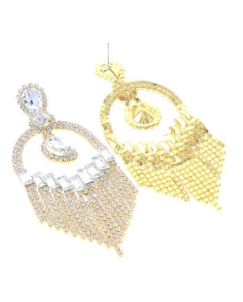 Large Rhinestone Chandelier Earrings