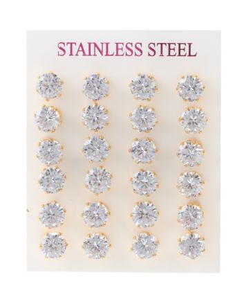 Stainless Steel Stud Earrings / 12 PCS