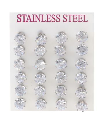 Stainless Steel Stud Earrings / 12 PCS