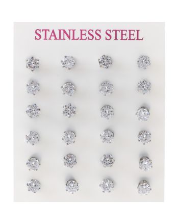 Stainless Steel Stud Earrings / 12 PCS
