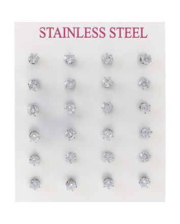 Stainless Steel Stud Earrings / 12 PCS