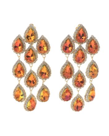 Long Crystal Clip-On Earrings