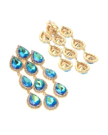 Long Crystal Clip-On Earrings