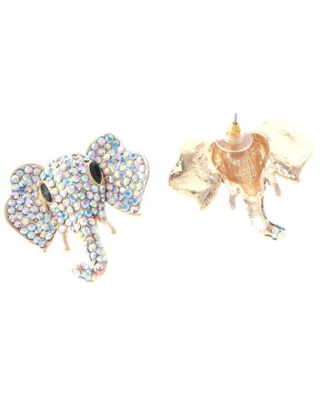 Crystal Elephant Post Earrings