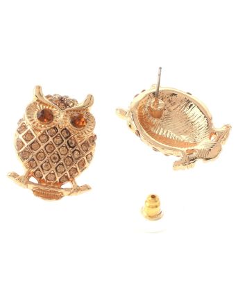 Crystal Owl Post Earrings