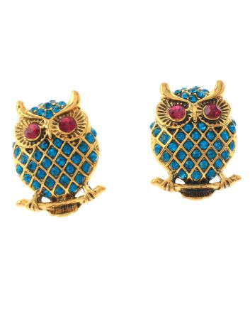 Crystal Owl Post Earrings