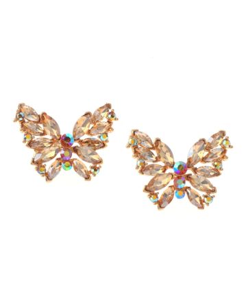 Crystal Post Butterfly Earrings
