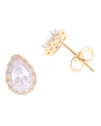 Plated CZ Post Earrings