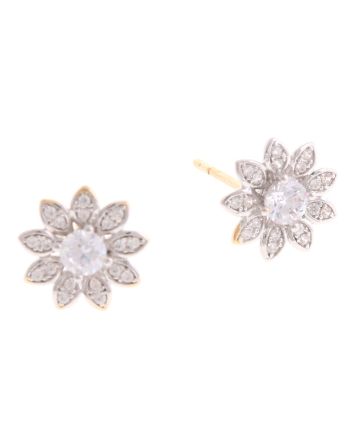 Plated CZ Post Earrings