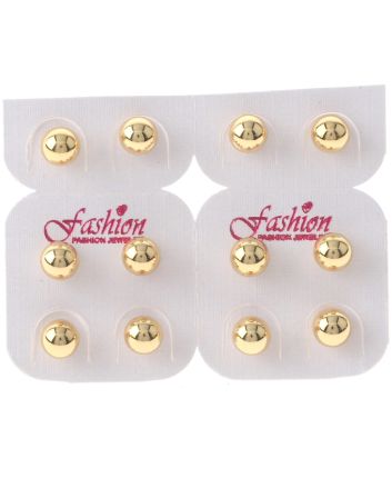 Gold Plated Earrings / 6 Pairs