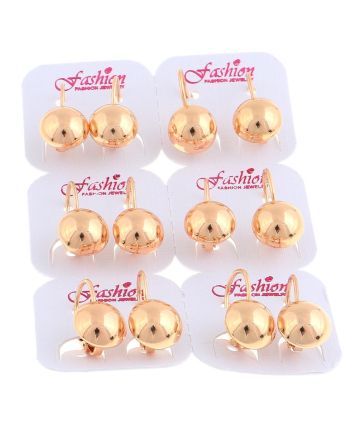 Plated Stud Earrings / 6 PC