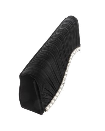 Waved Rhinestone Satin Evening Bag