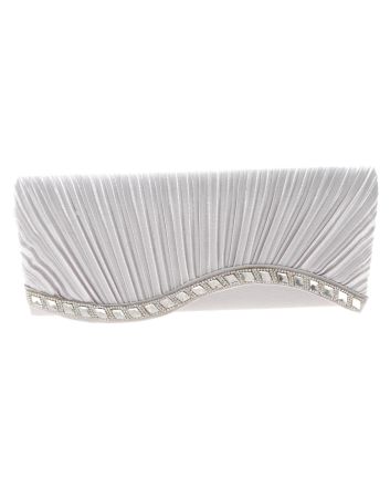 Waved Rhinestone Satin Evening Bag
