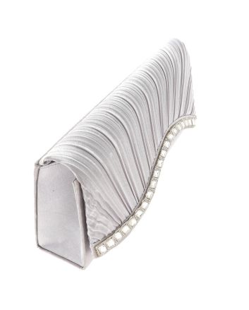 Waved Rhinestone Satin Evening Bag
