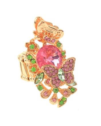 Crystal Butterfly Elastic Ring
