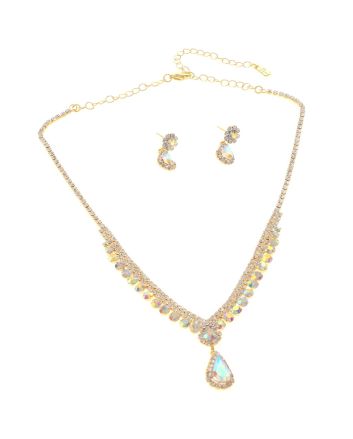 Rhinestone Necklace Earring Set