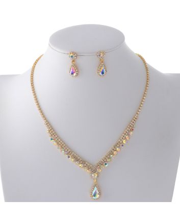 Rhinestone Necklace Earring Set