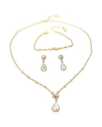 Rhinestone Necklace Bracelet Set 