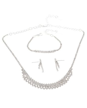 Rhinestone Necklace Bracelet Set 