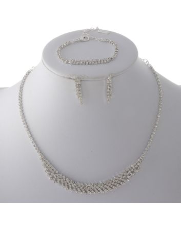 Rhinestone Necklace Bracelet Set 