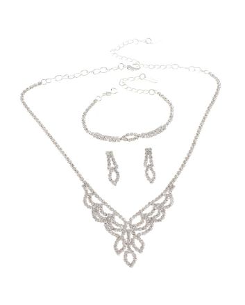 Rhinestone Necklace Bracelet Set 