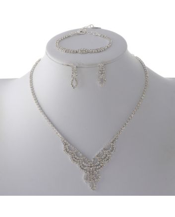 Rhinestone Necklace Bracelet Set 