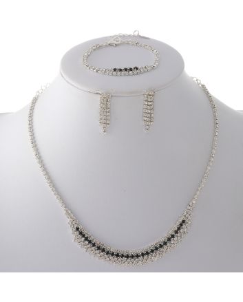Rhinestone Necklace Bracelet Set 